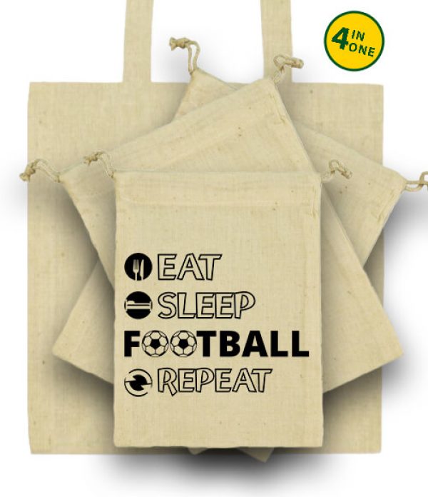 Táska szett eat sleep football repeat natúr