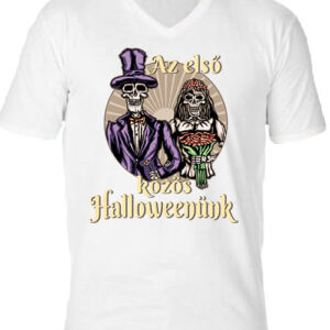 Az első közös Halloweenünk – Férfi V nyakú póló